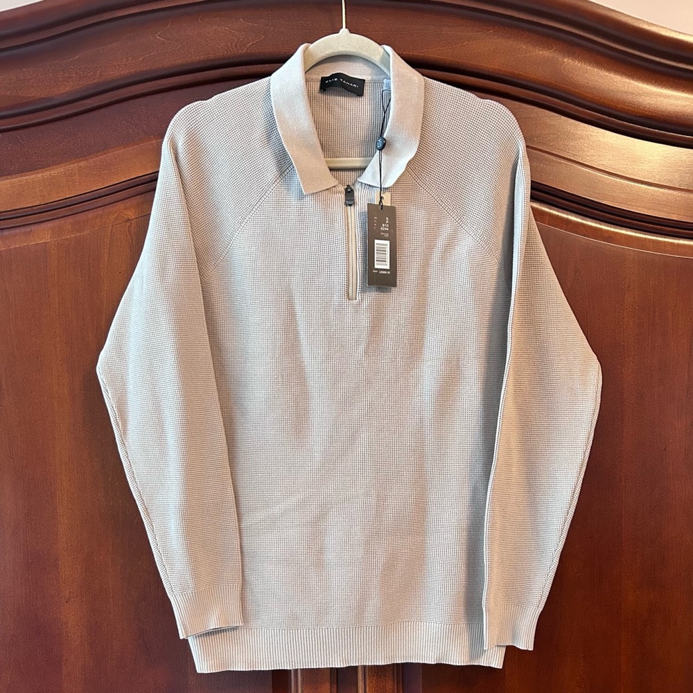 Men's Elie Tahari Men's Pullover Sweater Color Taupe Size Small  Half-Zip